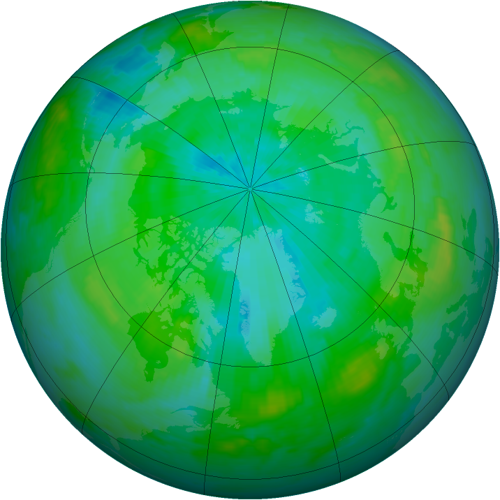 Arctic ozone map for 21 August 1986